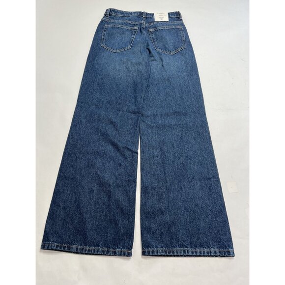 H&M Wide High Studded Jeans in Dark Denim Blue - Picture 4 of 5